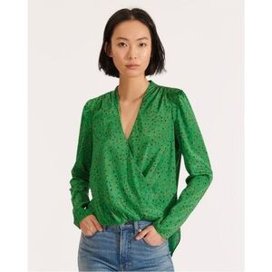 VERONICA BEARD Saanvi green silk Floral Blouse,